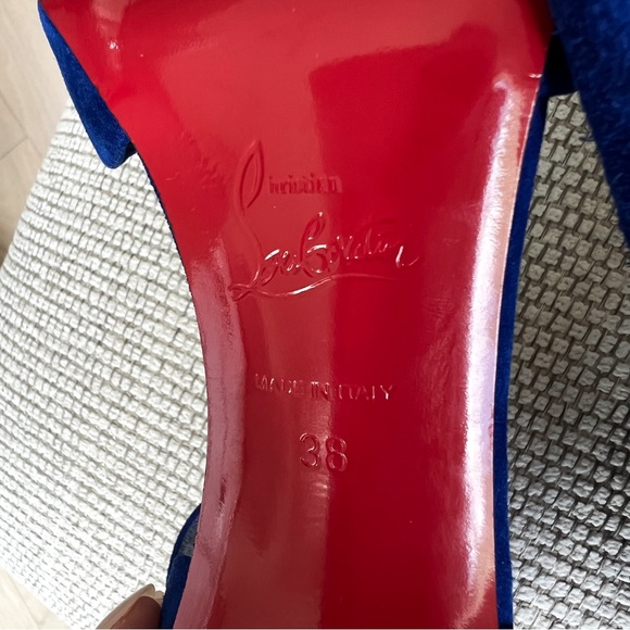 Christian Louboutin Astrida Bride 100 Suede Pump in Blue Suede - Picture 7 of 7